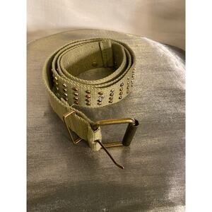 Women's Army Green Webbing Belt Studs Faux diamonds Size 10 (42 inch end to end)